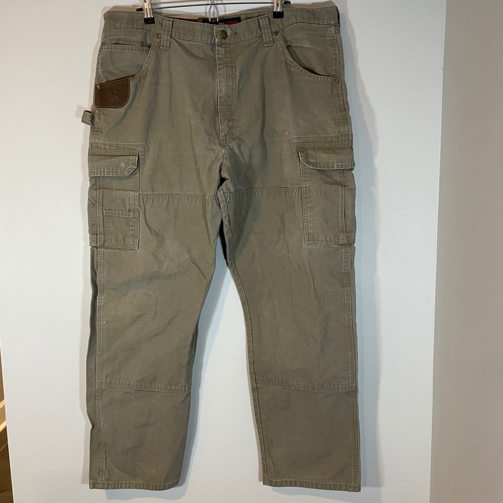 Wrangler RIGGS Workwear Men Ripstop Cargo Pants‎ Taupe Tan 42x32 Reinforced Knee